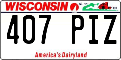 WI license plate 407PIZ