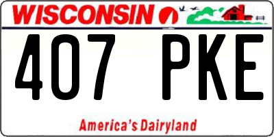 WI license plate 407PKE