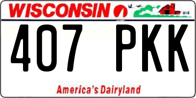 WI license plate 407PKK