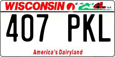 WI license plate 407PKL
