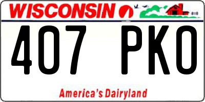 WI license plate 407PKO