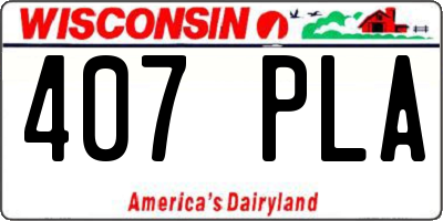 WI license plate 407PLA