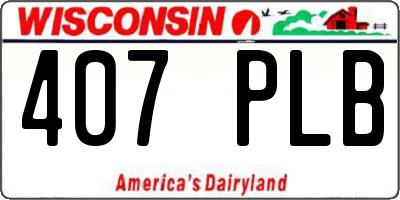 WI license plate 407PLB