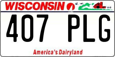 WI license plate 407PLG