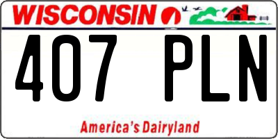 WI license plate 407PLN