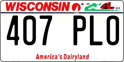WI license plate 407PLO