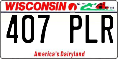 WI license plate 407PLR