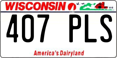 WI license plate 407PLS