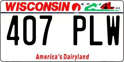 WI license plate 407PLW