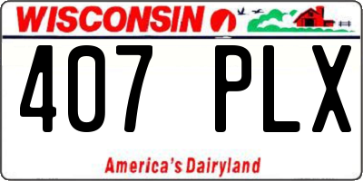 WI license plate 407PLX