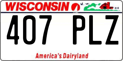 WI license plate 407PLZ