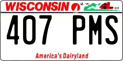 WI license plate 407PMS