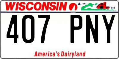 WI license plate 407PNY