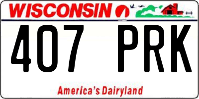 WI license plate 407PRK
