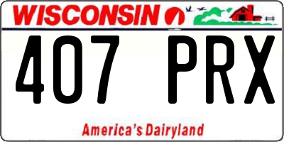 WI license plate 407PRX