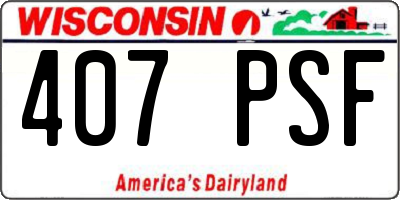 WI license plate 407PSF