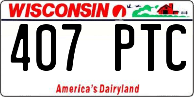WI license plate 407PTC