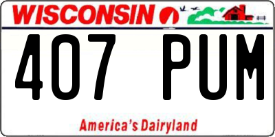 WI license plate 407PUM