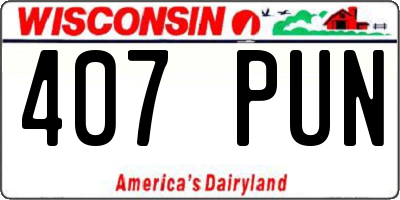 WI license plate 407PUN
