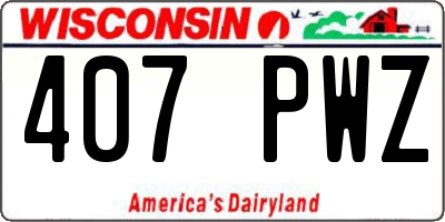 WI license plate 407PWZ