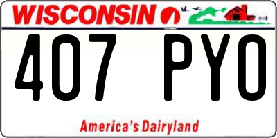 WI license plate 407PYO