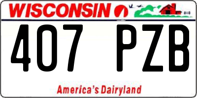 WI license plate 407PZB