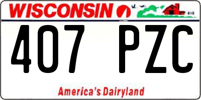 WI license plate 407PZC