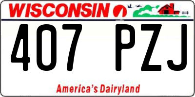WI license plate 407PZJ