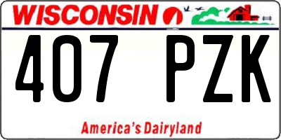 WI license plate 407PZK