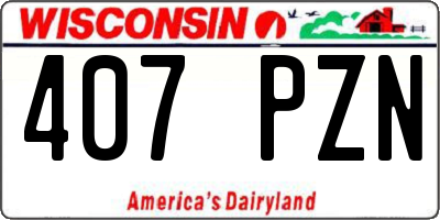 WI license plate 407PZN