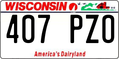 WI license plate 407PZO