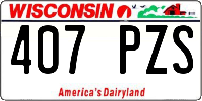 WI license plate 407PZS