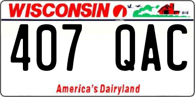 WI license plate 407QAC