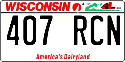 WI license plate 407RCN