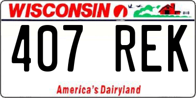 WI license plate 407REK
