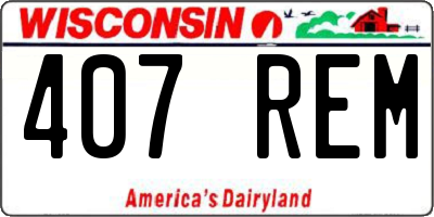 WI license plate 407REM