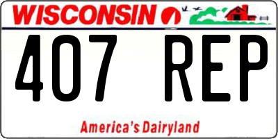 WI license plate 407REP