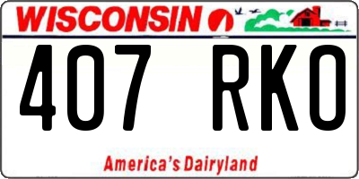 WI license plate 407RKO