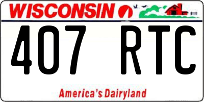 WI license plate 407RTC