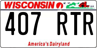 WI license plate 407RTR