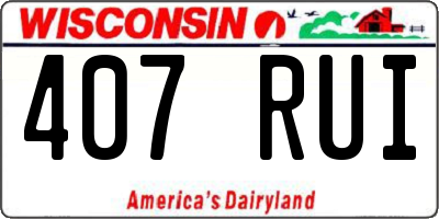 WI license plate 407RUI