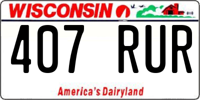 WI license plate 407RUR