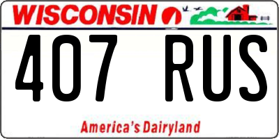 WI license plate 407RUS