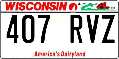 WI license plate 407RVZ