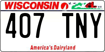 WI license plate 407TNY