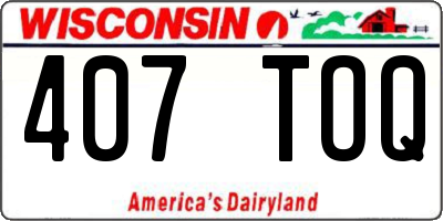 WI license plate 407TOQ