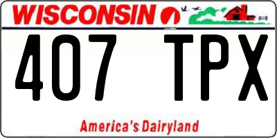WI license plate 407TPX