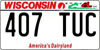 WI license plate 407TUC