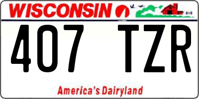 WI license plate 407TZR