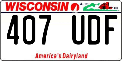 WI license plate 407UDF